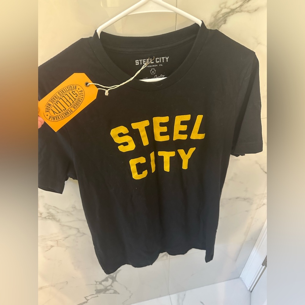 Steel City Black Short Sleeve Tee with Yellow Logo